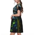 thumbnail image 2 of Balery Realistic Style Colorful Wolf A Vestidos sueltos de manga corta para mujer, vestidos de verano 2025, vestidos casuales de corte A con vuelo., 2 of 6