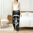 thumbnail image 4 of Cauagu Black White Hat Skull Pajama Pants for Women Loose Fit Wide Leg Trouser Pants Casual Elastic Waist Drawstring Lounge Pants, 4 of 6