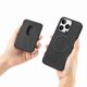 thumbnail image 3 of For iPhone 16 Pro Case Carbon Fiber Leather Back Cover with Detachable Card Bag - Black, 3 of 5