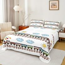 Castle Fairy Cute Railway Train Full Size Sheets 4-Piece for Kids Children,Steam Engine Railroad Breathable Bed Sheets,Transportation Theme Lightweight Sheet Sets,Ultra Soft Home Decor