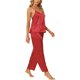 thumbnail image 4 of INSPIRAR CHIC Camisetas de satén para mujeres con pantalones, conjuntos de pijamas de color sólido XS Rojo, 4 of 5