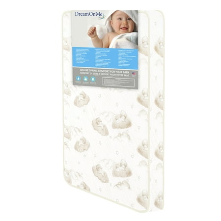 Dream on Me, Bluebell 3" Spring Coil Mini/Portable Dual-Sided Crib Mattress in Beige, Waterproof
