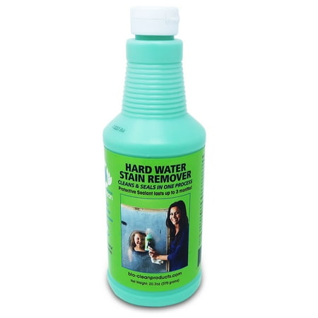 Bio Clean: Eco Friendly Hard Water Stain Remover (20oz Large) - Easily Removes Stains from Shower Doors, Toilets, Windows, (Best Way To Remove Sweat Stains From Collar)
