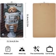 thumbnail image 2 of Cute Wooden Clipboard, Decorative Wooden Clip Board with Low Profile for Office, School, Standard A4 Letter Size 12.5"x 9", Dog Reading The Newspaper On Toilet, Golden Retriever, 2 of 6