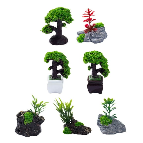 Hytrove 7Pcs Artificial Bonsai Tree for Crafts Assorted Color Lifelike Appearance Miniature Tree Model