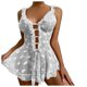 thumbnail image 2 of Gibobby Conjunto ropa interior mujer Camisón de malla para mujer, estilo kimono de encaje(Blanco, M), 2 of 5
