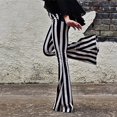 thumbnail image 4 of Striped Flare Pants for Women Slim Fit Boho Yoga Dance Pants High Waisted Stretchy Trousers Comfy Thin Breathable Clothes White L, 4 of 8