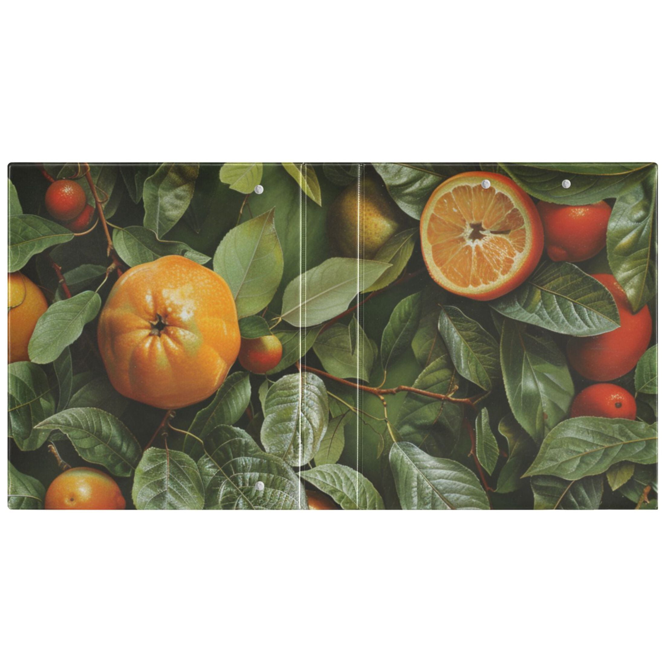 Oranges Leaves 3 Ring Binders 1.5 inch Hardcover File Folders with Interior Pockets A4 Size Organizer for School Office Hospital