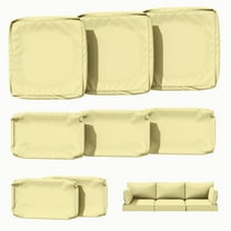 Kimunuk 8 Pcs Outdoor Cushion Covers for Patio Furniture, Washable Outdoor Cushion Slipcovers Replacement with Zipper for 3 Seat Rattan Sofa, Light Yellow