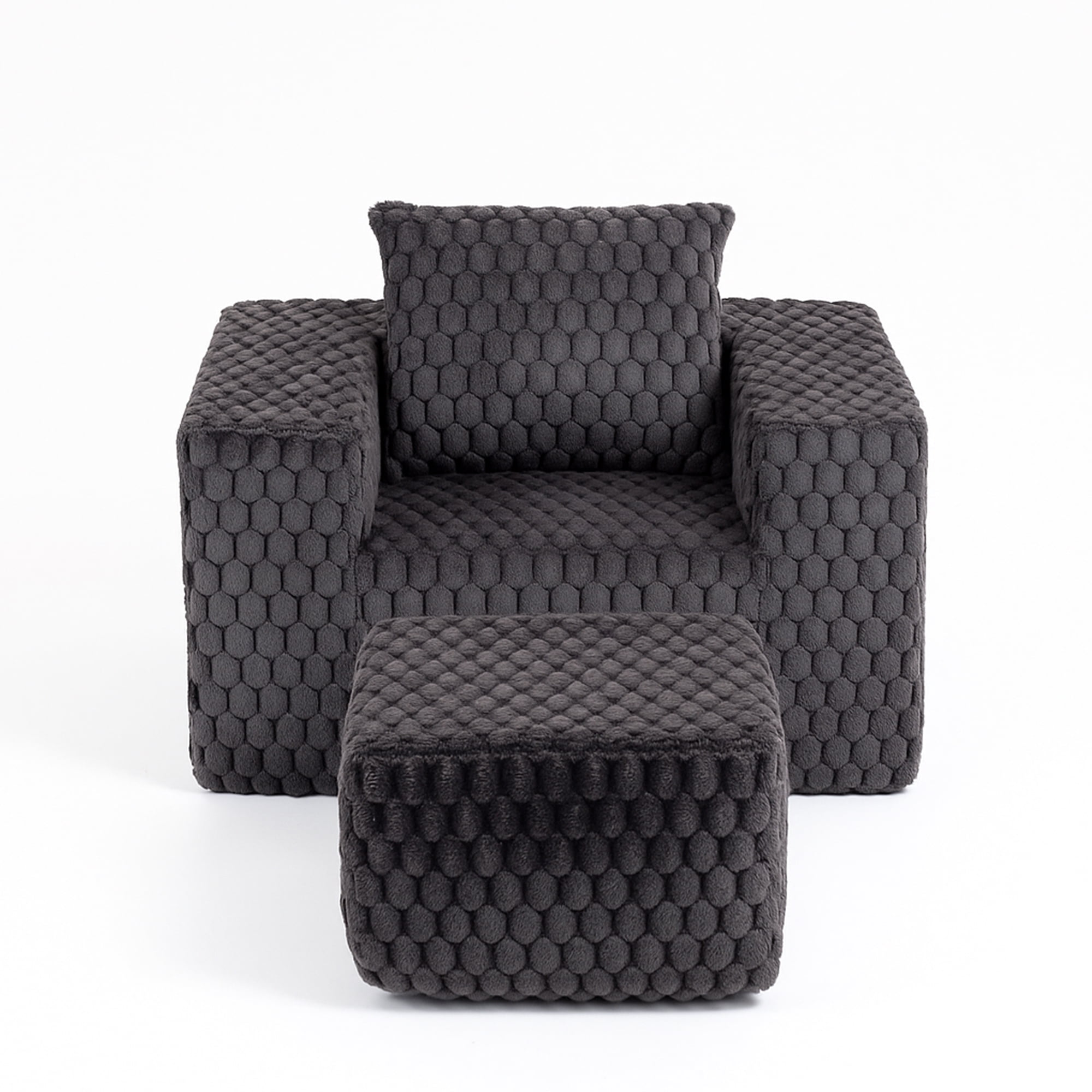 Demi Bonn 42" Corduroy Sofa Couches, Sofa Memory Foam Couches for Living Room, Cloud Couch with Ottoman, Gray