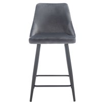 SAFAVIEH Kelsey Square Mid Back Counter Stool, Shale/Black