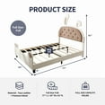ZAFLY Full Size Bed Frames for Kids, Children Upholstered Bed with Rabbit Ears Headboard, Bunny