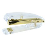 Reliure élégante transparente de l'agrafeuse, ZZkhGO Fournitures de bureau haut de gamme efficaces 8 Page Stapler, Modern Gold Color Student Bookbinding Outil pour les rapports Présentations