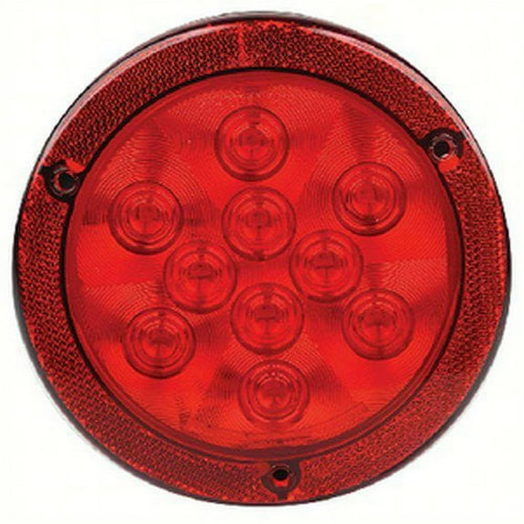 Fultyme RV 1153 LED 4" Round Sealed Light with Reflex Mounting Flange, Red - Stop/Turn/Tail Light