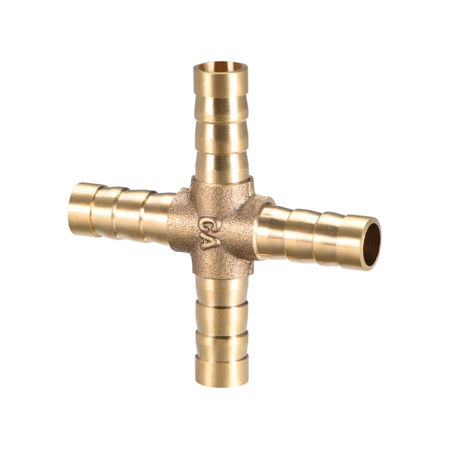 Accesorio de latón con espiga de 8mm o 5/16" 4 vías, accesorio de cruce de latón para aire, gas, agua y combustible