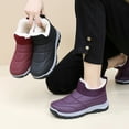 thumbnail image 2 of Winter Snow Boots for Women Thickened Warm Furry Lined Slip on Waterproof Ankle Booties Anti Slip Lighweight Hiking Shoes Purple Size 5.5, 2 of 6