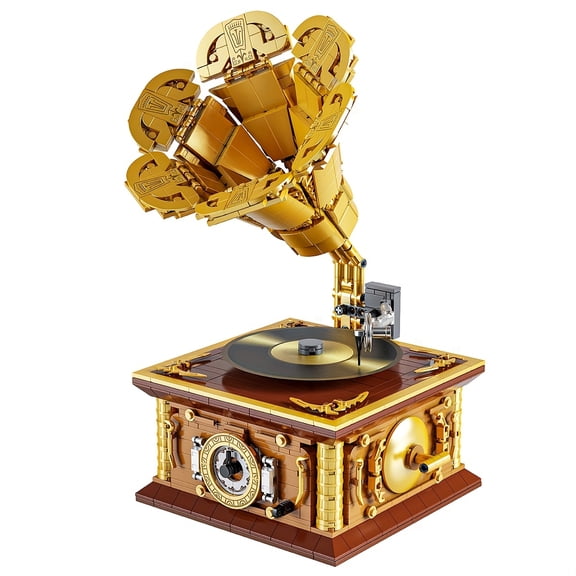 Remocguys Retro Record Player Building Set Compatible with Lego Gramophone Collectible Vintage Creative Display Model Decor 1112pcs