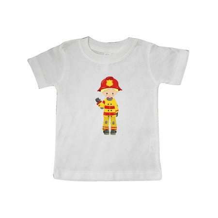 

Inktastic Boy Fireman Firefighter Blond Hair Little Boy Gift Baby Boy T-Shirt