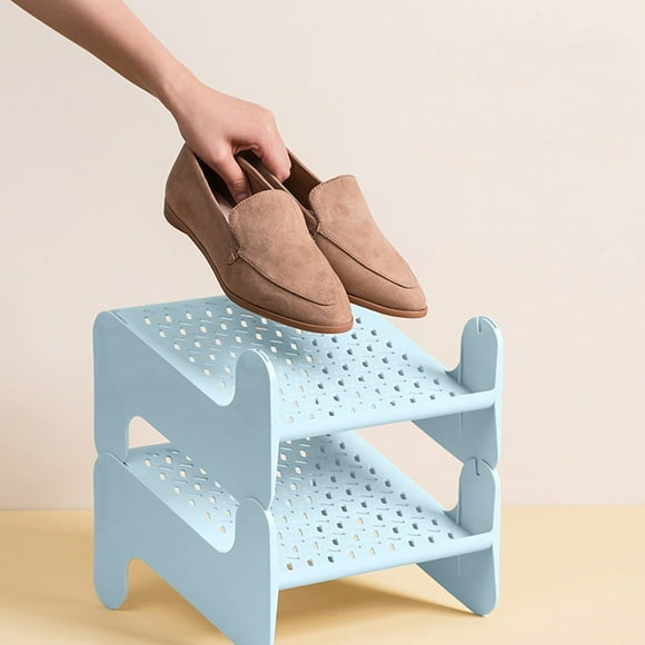 LSLJS Multilayer Stackable Foldable Shoe Rack Shoe Storage Rack Shoe Rack Layered Shoe Rack Non Perforated Storage Rack Breathable Plastic Material, Shoe Storage Rack Clothing & Wardrobe Storage