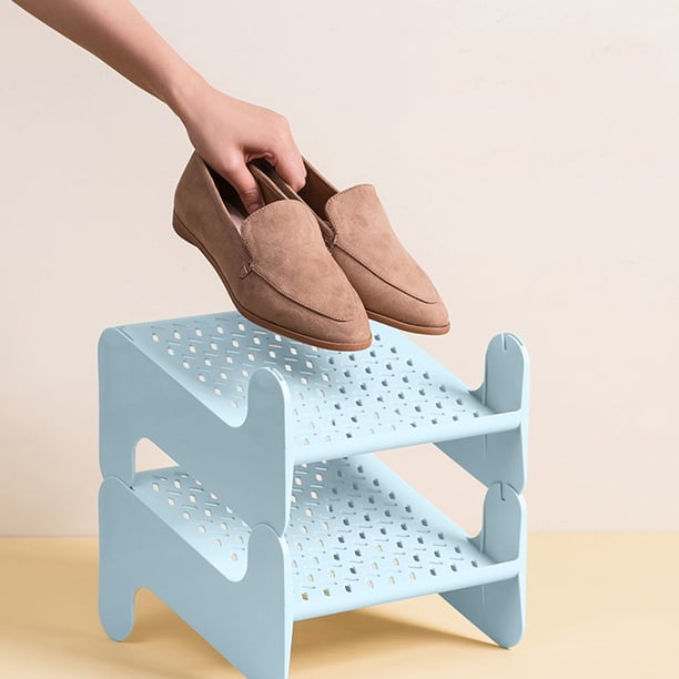 Zapatero para armario, zapatero plegable apilable de múltiples capas, zapatero, zapatero de capas, zapatero sin perforaciones, material plástico transpirable, zapatero