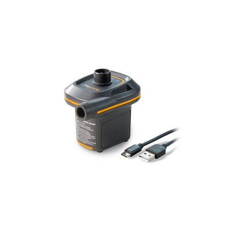 Intex Mini USB Powered Air Pump with 3 Nozzles for Air Mattresses, Inflatables, Toys - Black with Orange Accents