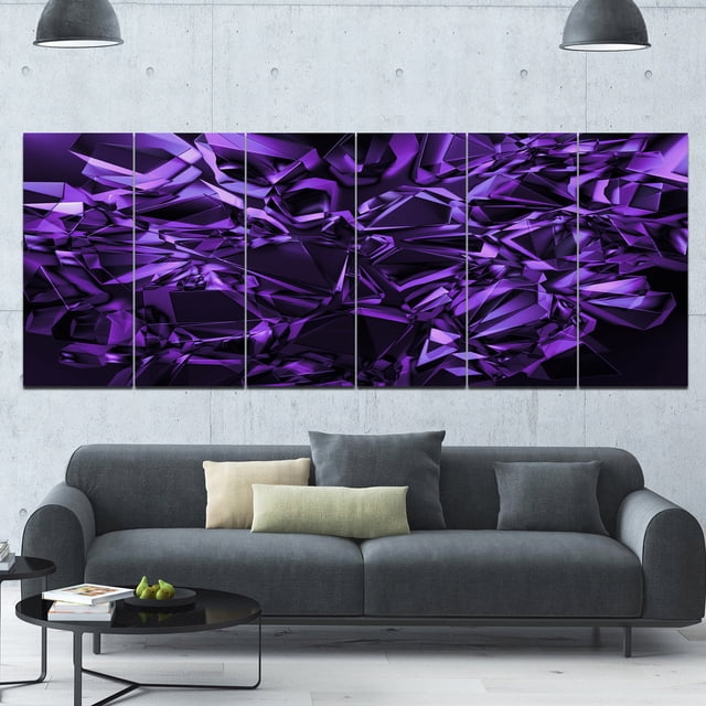 Designart - Purple Crystal Texture Design - Abstract Canvas Art Print