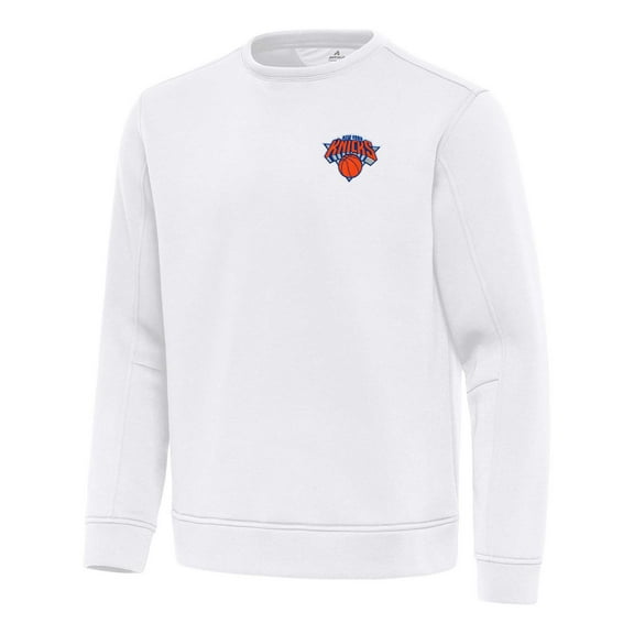Men's Antigua White New York Knicks Relevant Pullover Sweatshirt