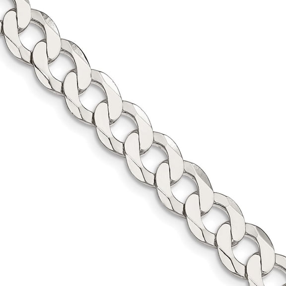 Auriga Fine Jewelry 925 Sterling Silver 8mm Flat Curb Chain Necklace 16inch for Women