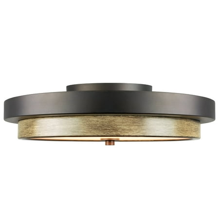 

Kira Home Hermosa 14 Ceiling Light Integrated 24W LED Round Glass Diffuser 3000k Light Smoked Birch Wood Style Oil