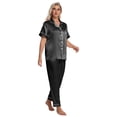 thumbnail image 6 of DAKIMOE Silk Satin Pajamas Set for Women Two-Piece Short Sleeve Shirt with Long Pajama Pant Set Soft Button Down Loungewear Nightwear Pjs Sleepwear for Women, 6 of 11