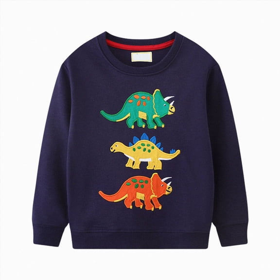 YDFCWXW Toddler Boys Patterned Long Sleeve Pullover, Crewneck Sweatshirt Top for Daily Outfit (Blue, 5-6 Years)