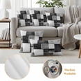 thumbnail image 6 of Outdoor Pillow Covers Abstract Black Grey Color Block Waterproof Pillow Cases 20x20 Set of 2, Modern White Checkered Plaid Throw Pillow Cover Pillowcase for Patio Balcony Couch Garden, 6 of 9