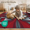 thumbnail image 4 of ODIKA 8'x10' Washable Area Rug Squares Bold Block Border Long Interlocking Geometric Abstract Refined for Living Room, Under Sectional, Family , Durable, Non-Slip, 4 of 7