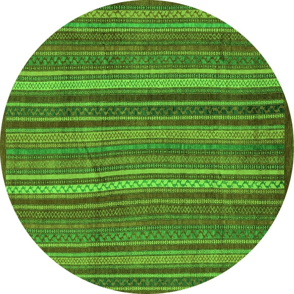 Ahgly Company Indoor Round Abstract Green Modern Area Rugs, 4' Round