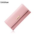thumbnail image 4 of Cartera Unishow para mujer, larga, sencilla, elegante, de marca, de piel sintética, con tres pliegues, con bolsillo para monedas, 4 of 5