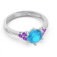 thumbnail image 3 of 2.15 Ct Genuine Round Cut Blue Topaz & Amethyst Gemstone Anniversary Ring for Women 14K White Gold Size 10.5 by Caratup, 3 of 7