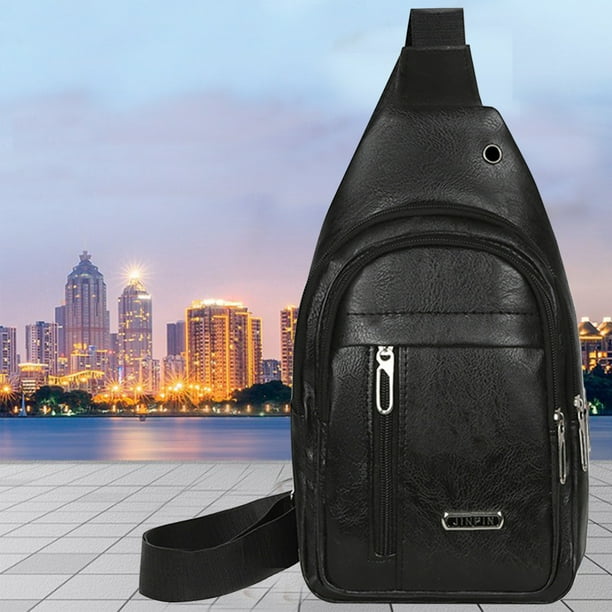 Bolso bandolera impermeable para hombre y mujer | Bolso bandolera ajustable con orificio para auriculares | Bolso pequeño de viaje deportivo para senderismo, ciclismo, escuela y uso diario