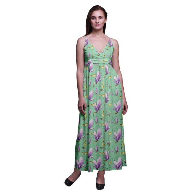 Bimba Robe Longue Maxi à Bretelles Spaghetti Ajustables à Imprimé Floral, Tenue de Plage d'Été - XX-Grand
