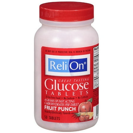 ReliOn Fruit Punch Glucose Tablets, 50 ct