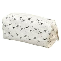 SLYNSHome Pen Case Bag with Zipper Bow Print Big Capacity Pencil Bag Pouch Holder Box Organizer Office Supplies