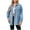 Light Blue, variant on WCMZJ Women's Denim Jacket Button Up Frayed Hem Shacket Casual Long Sleeve Boyfriend Distresse Pockets Jean Jacket Fall Spring Dark Blue L