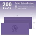 thumbnail image 3 of Business Envelops, 200-Pack #10 Purple Envelopes, Standard Square Flap, Gummed Seal, Perfect for Invitations, Office, Checks, Letter, Mailing, Crafts, Printable, Windowless, 4-1/8 x 9-1/2 Inches, 3 of 3