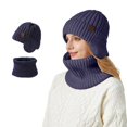 thumbnail image 1 of Winter Unisex Knitted Hat Scarf Set Warm Lined Ear Cold Weather Accessories, 1 of 3