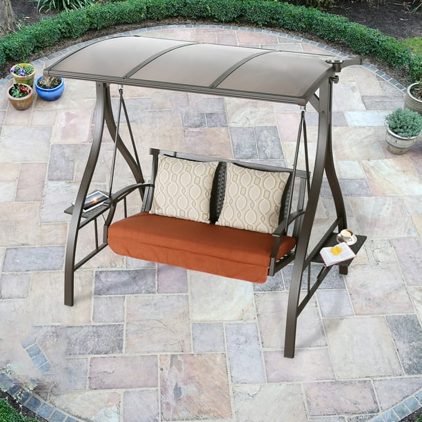Large Hardtop Canopy Porch Swing Chair, Outdoor Patio Furniture Swings