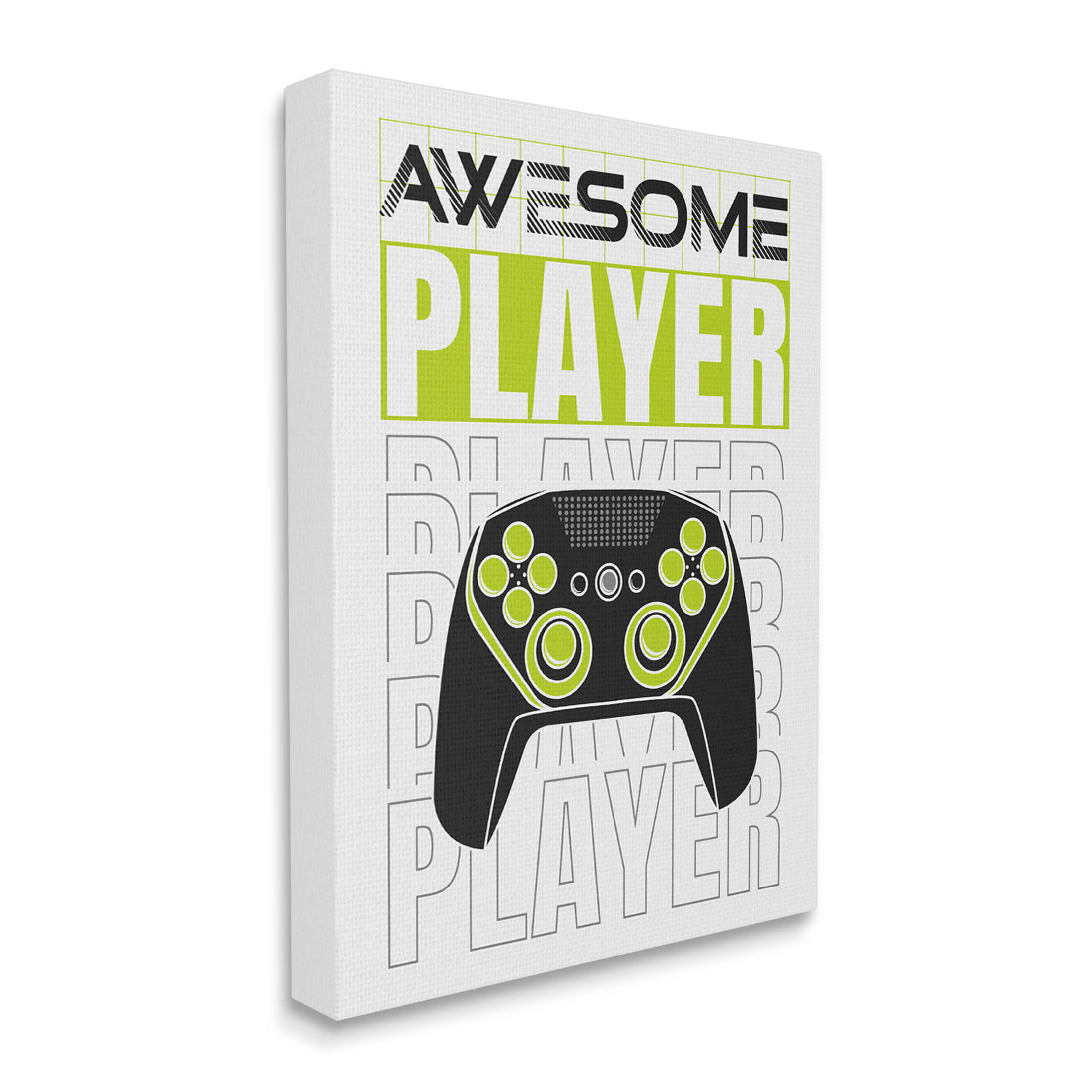 Awesome Player Gaming Controller Art for Kids Graphic Art Gallery Wrapped Canvas Print Wall Art