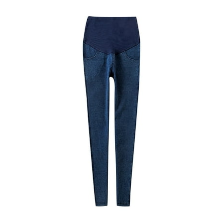 

Fesfesfes Maternity Jeans Skinny Belly Support Splicing Jeans for Women Nursery Jeans Solid Color High Waist Pencil Denim Pants Trouser