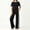 Black women's 2 piece shorts set a1, variant on Cagogo Women's 2 Piece Tracksuits Set Casual Summer Cruise Outfits Loose Short Sleeve Crew Neck Tops Comfy Pants Matching Lounge Sets Loungewear Travel Airport Outfit Clothes, Blue 2XL