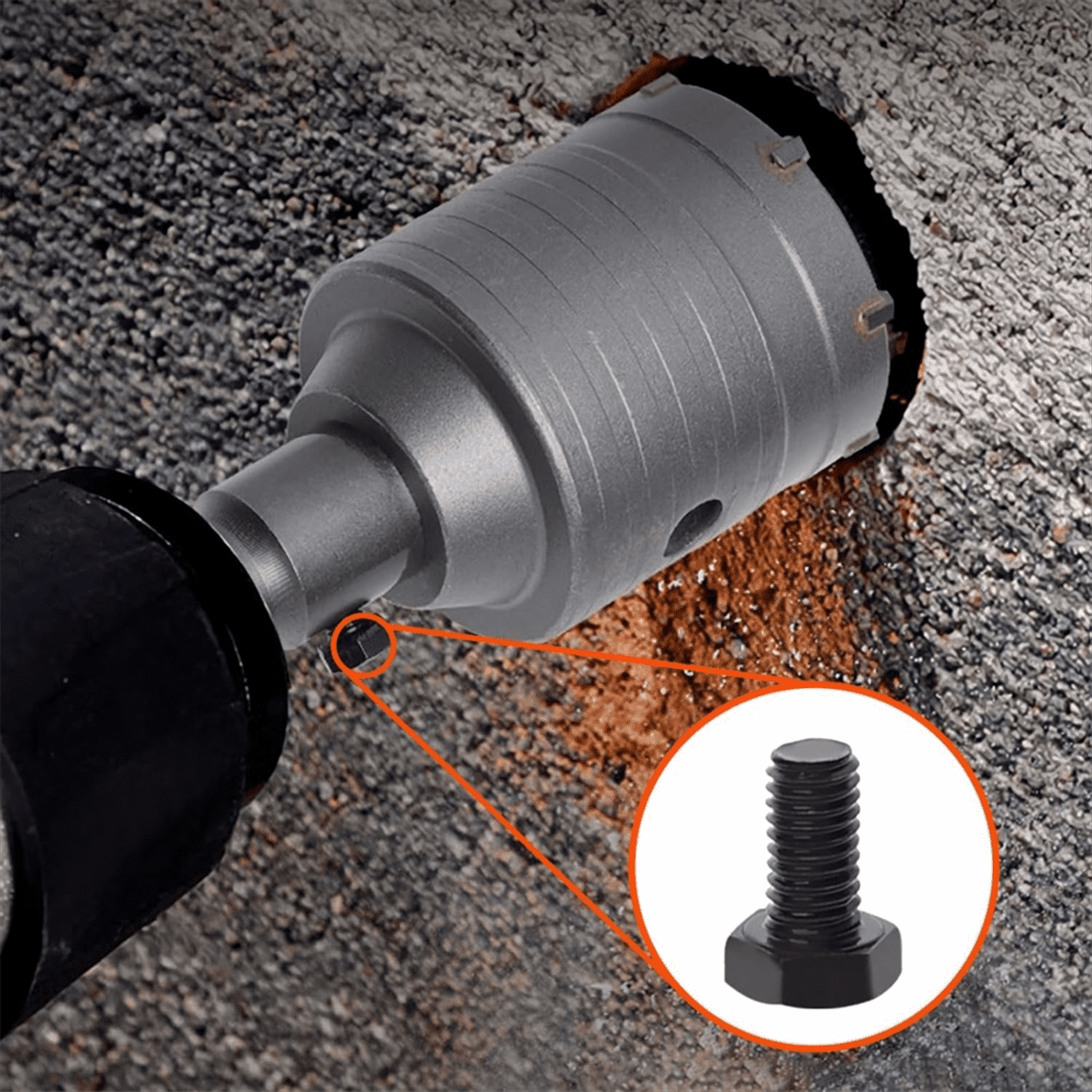 1Set 2 1/2 Inch Concrete Hole Saw with 220mm SDS Plus Shank, 65mm Wall Hole Saw Drill Bit for Cement Brick Stone Wall