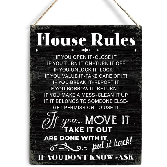 Farmhouse New House Gift Wooden Sign Wall Decor Rustic House Rules Wood Plaque Hanging Sign Decoration For Home Door 8 X 10