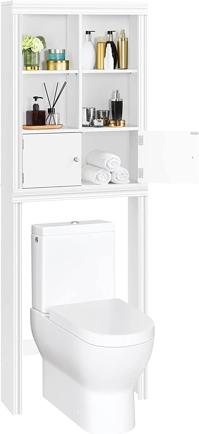 Over The Toilet Storage with 4 Open Storage Compartments and 2 Doors